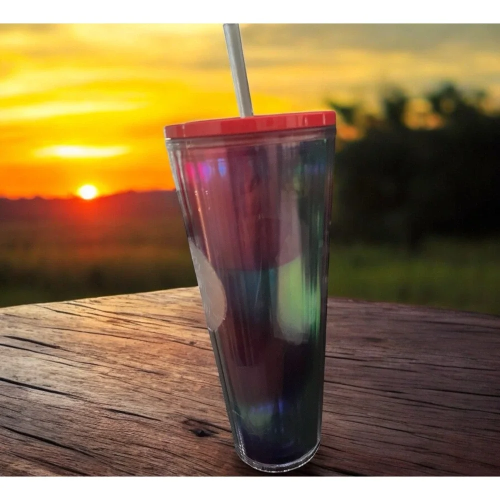 Starbucks 2021 Summer Kaleidoscope Rainbow‎ Iridescent Tumbler 24 oz Lid - Picture 6 of 8